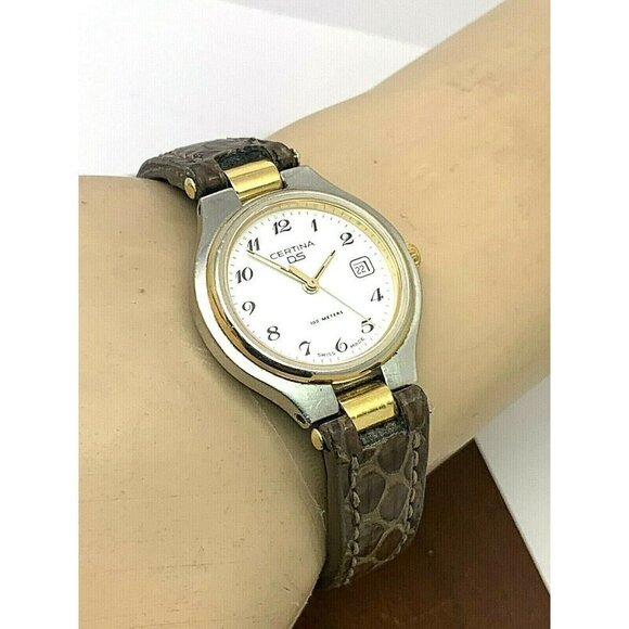 Certina Women\'s Watch 7060 DS White Dial Vintage Swiss Quartz 26mm Brown… main image 11